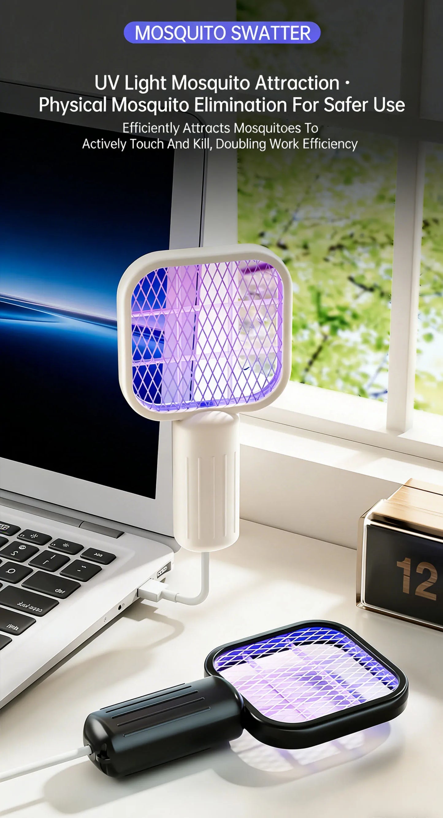 Portable USB Mosquito Swatter Trap | Effective Outdoor Insect Killer