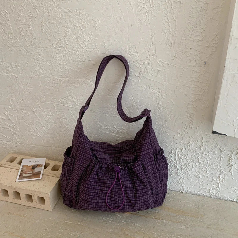 Stylish Plaid Nylon Shoulder Tote Bag | Versatile Everyday Accessory