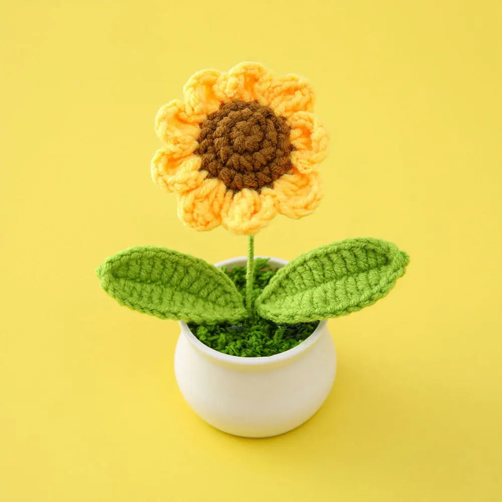 Flores de ganchillo de girasol y tulipán tejidas a mano | Encantadora decoración para el hogar