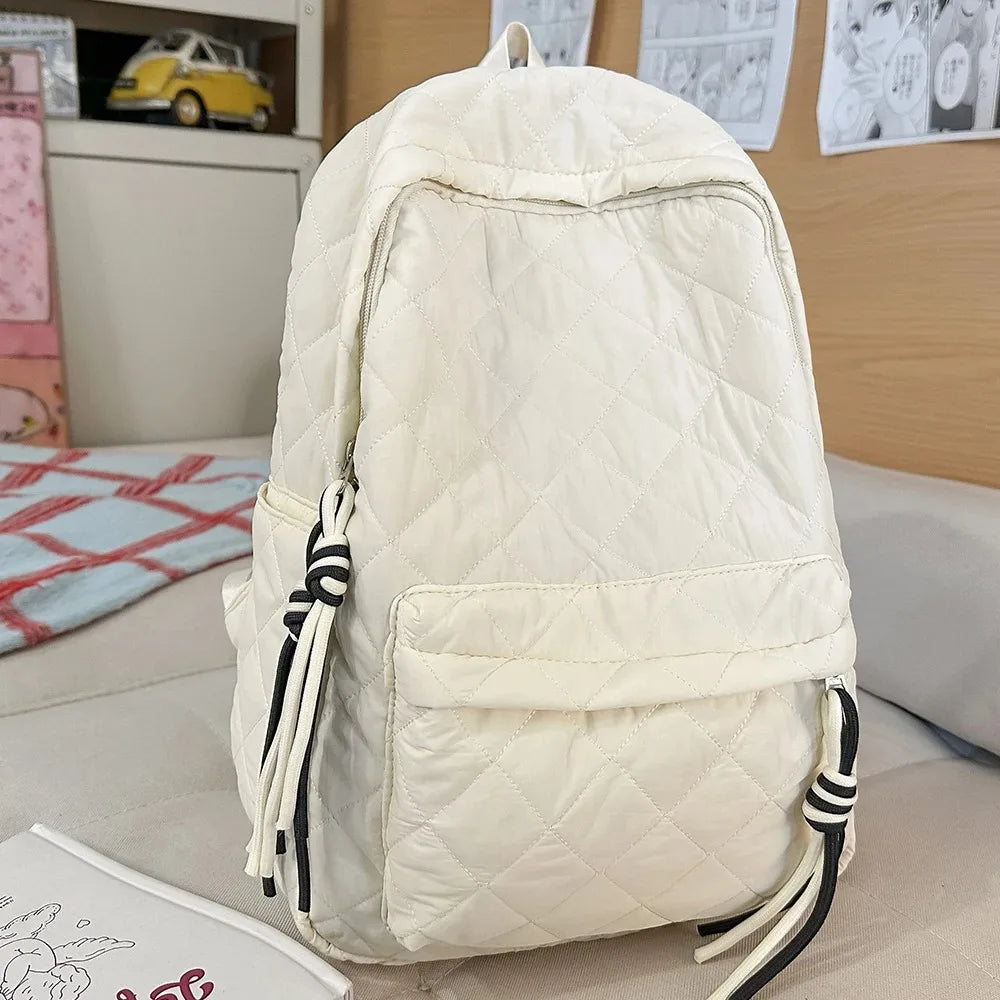 Cute Girls Quilted Backpack with Tassel Decor | Lightweight & Stylish