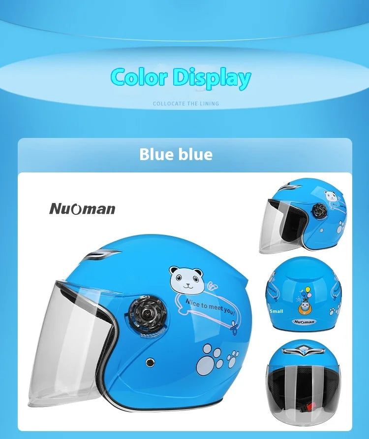 Casco Infantil de Medio Rostro con Diseño de Caricaturas | Seguridad y Diversión para Niños