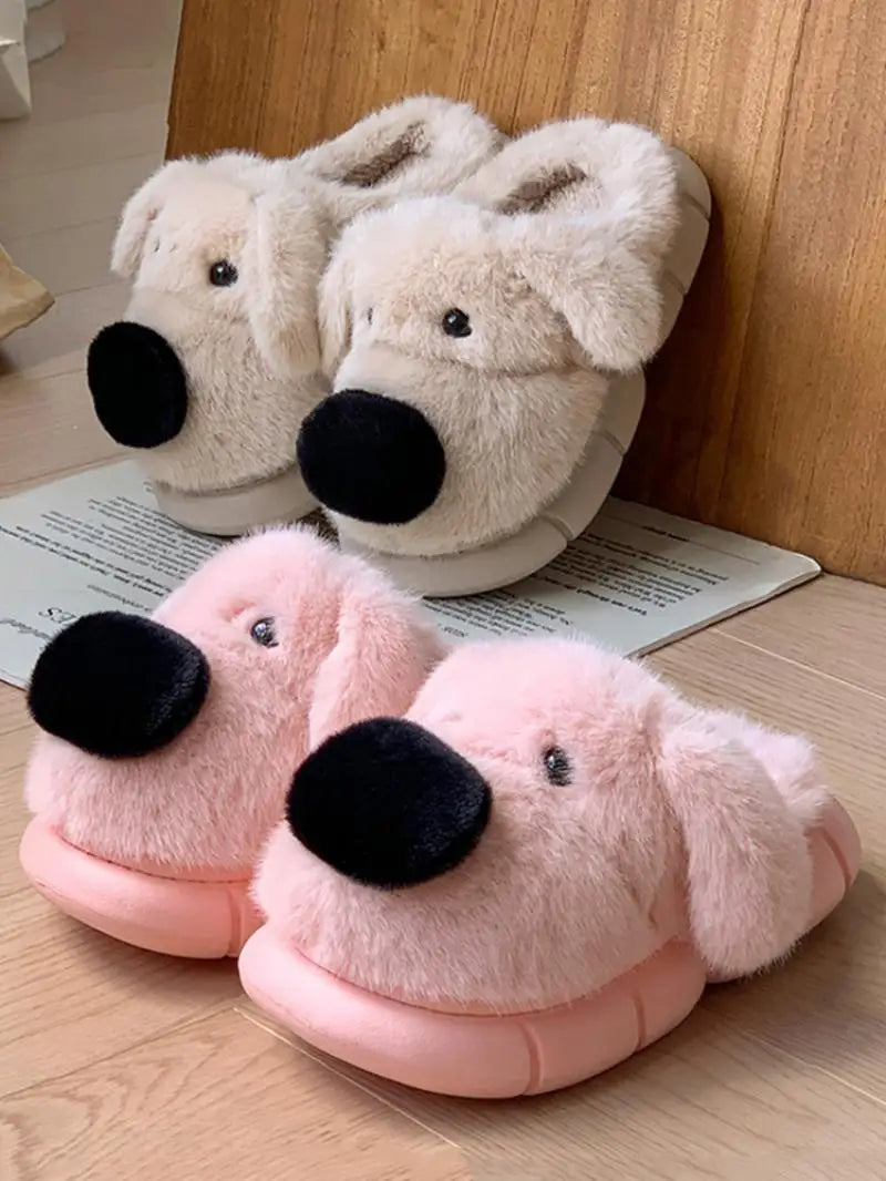 Children's Cartoon Puppy Plush Slippers | Cozy Warm Home Slides