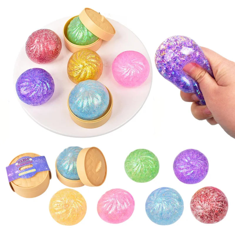 Mini Squishy Dumpling Fidget Toy | Squeezable Stress Relief Bun