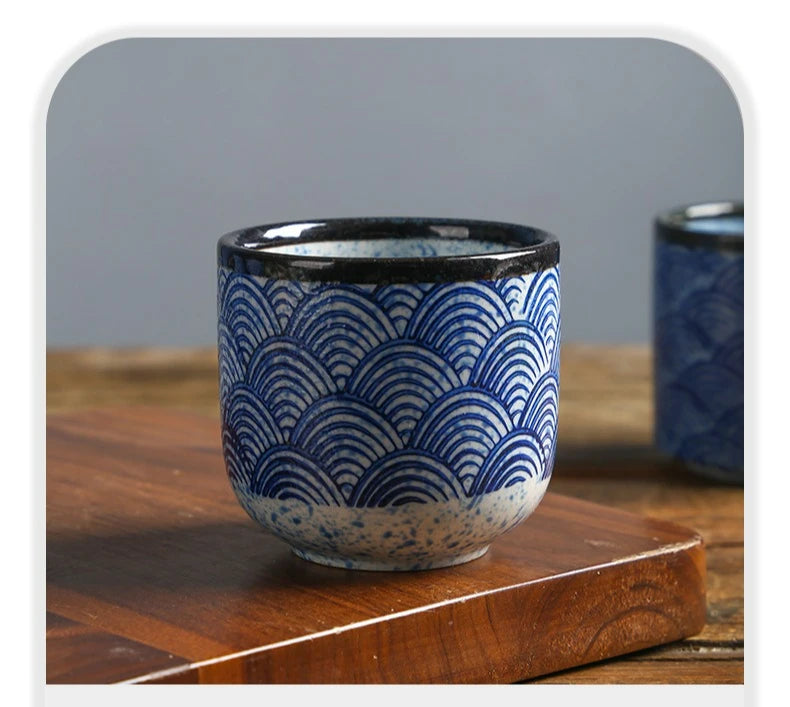 Elegante Taza de Té de Cerámica Ondulada Retro | La Experiencia de Té Perfecta