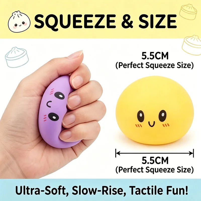 Kawaii 5.5cm Mini Dumpling Squishy Toy Cute Steamed Bun Soft Mochi Fidget Anti Stress Sensory Hand Toys  Party Gift Novelty