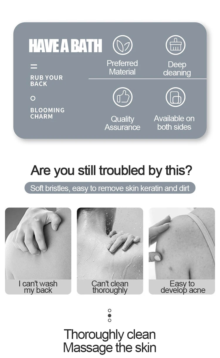 Silicone Shower Brush | Exfoliating Back Bath Brush for Smooth Skin