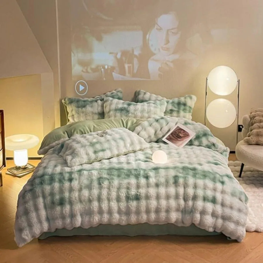 King Size Fluffy Plush Shaggy Bedding Set | Cozy & Reversible Design
