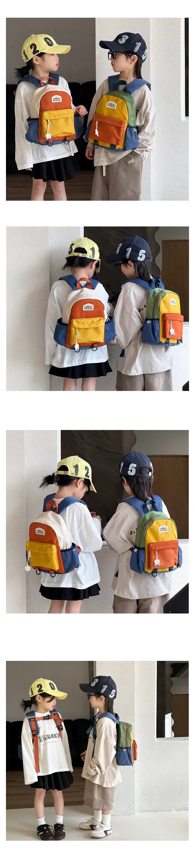 Lightweight Color Block Kids Backpack for School & Travel