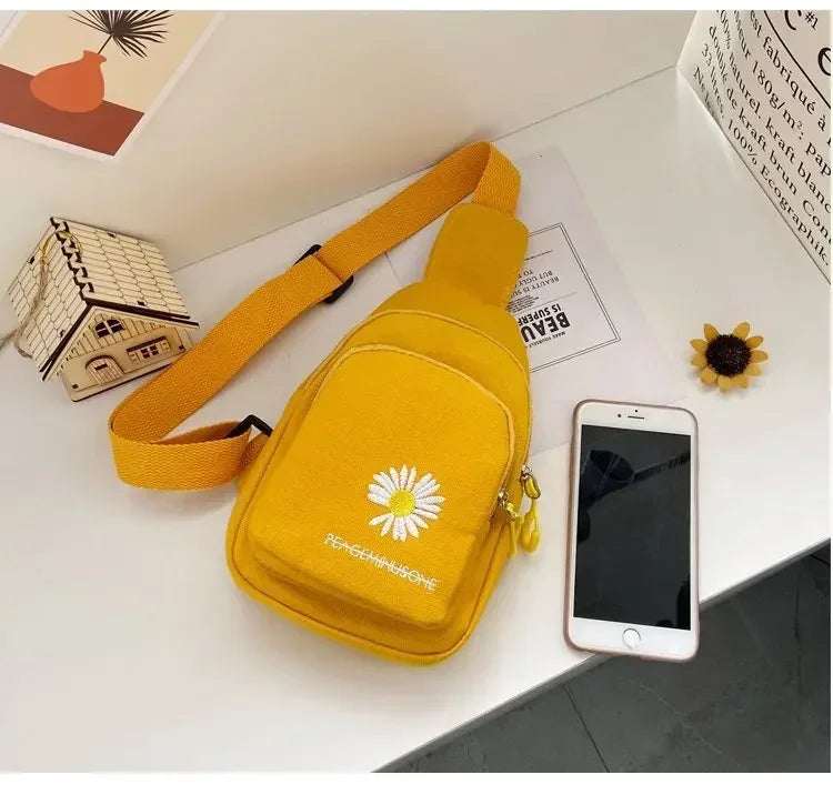 Stylish Embroidered Canvas Chest Bag | Women’s Daily Crossbody Bag