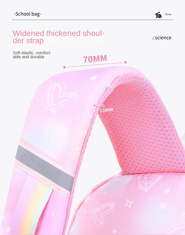 Cute Waterproof Rainbow Backpack for Girls | Spine Support Design