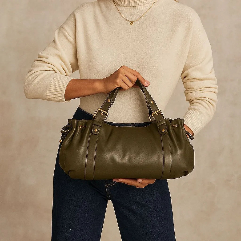 Bolso Tote Vintage de Cuero Lavado para Mujer | Elegante y de Gran Capacidad