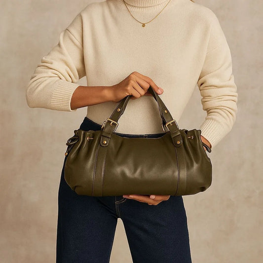 Women's Vintage Washed Leather Tote Bag | Stylish Large Capacity