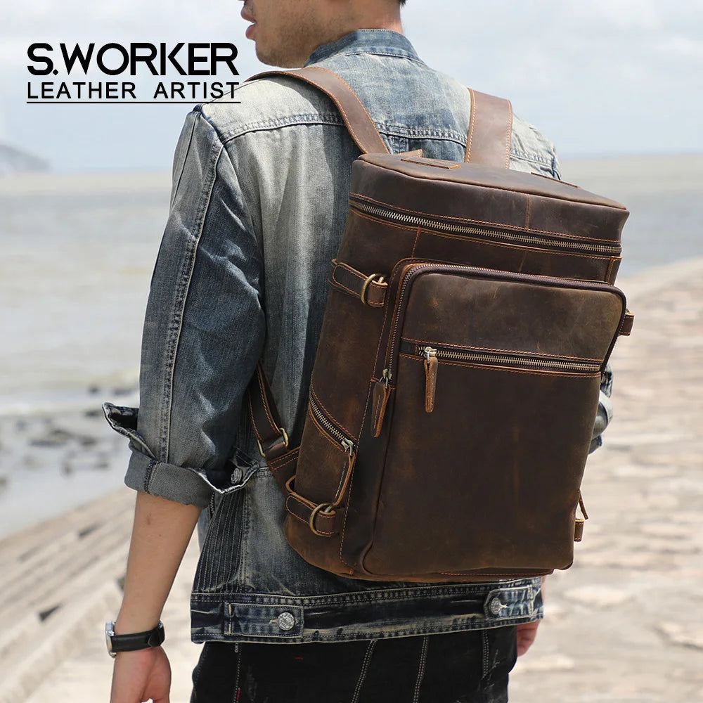 Vintage Genuine Leather Backpack | Stylish Outdoor Travel Bag