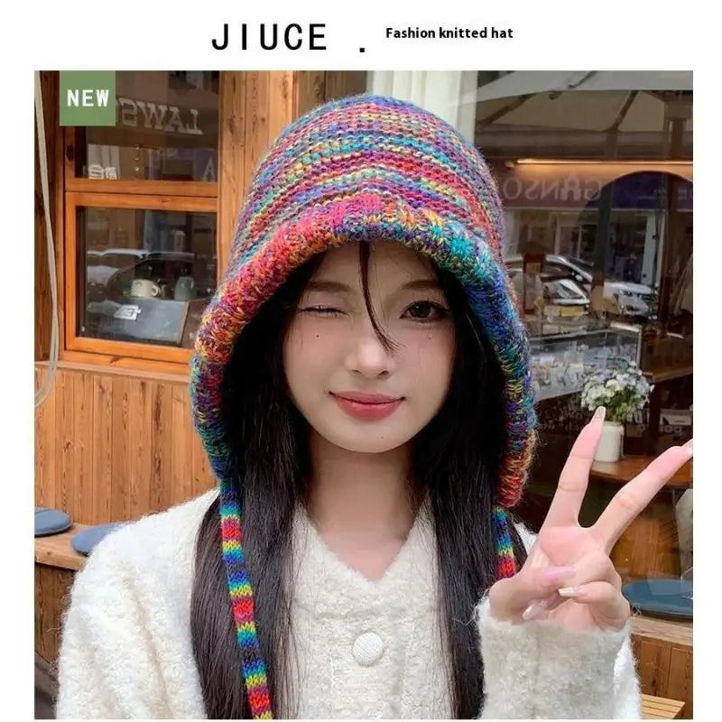 Women's Cute Bear Plush Knitted Hat | Cozy Winter Beanie