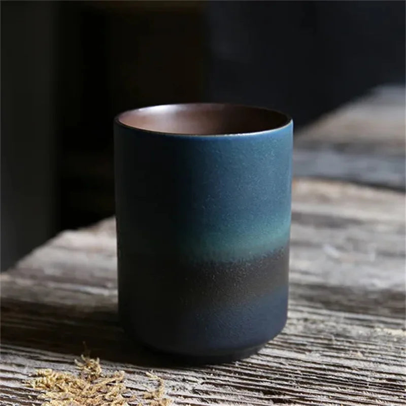 Tazas de café japonesas de gres con gradiente grande | Vajilla elegante
