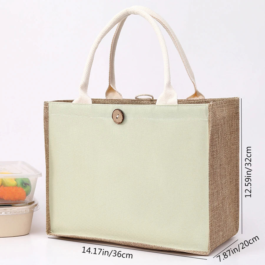 Fashionable Linen Handbag | Versatile Solid Colour Shopping Tote