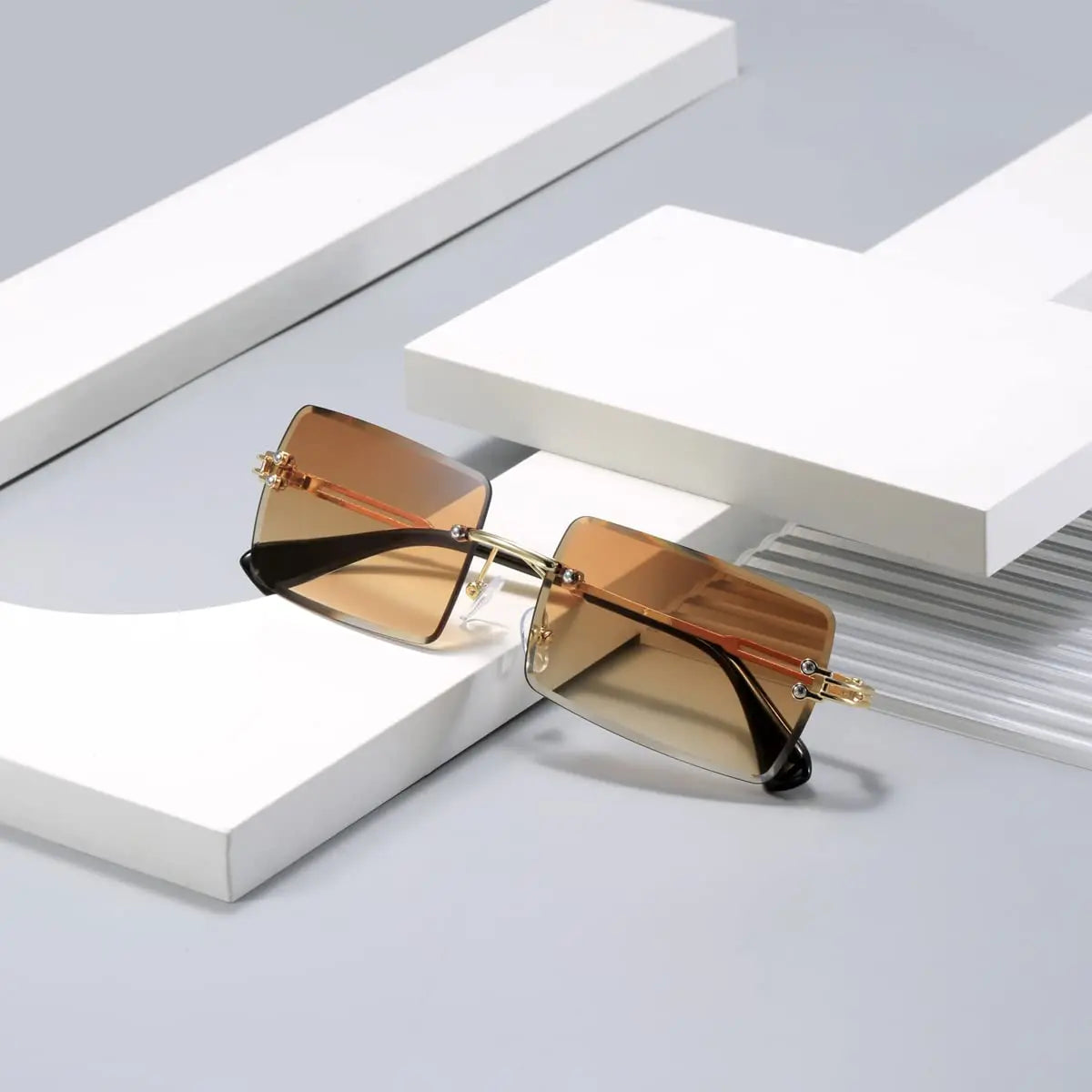 Men's Retro Sunglasses | Vintage Rimless Rectangle UV400 Protection