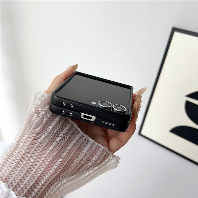Magnetic Carbon Fiber Texture Phone Case For Samsung Galaxy Z Flip 3 4 5 6 7 For Magsafe Protective PC Back Cover Fundas