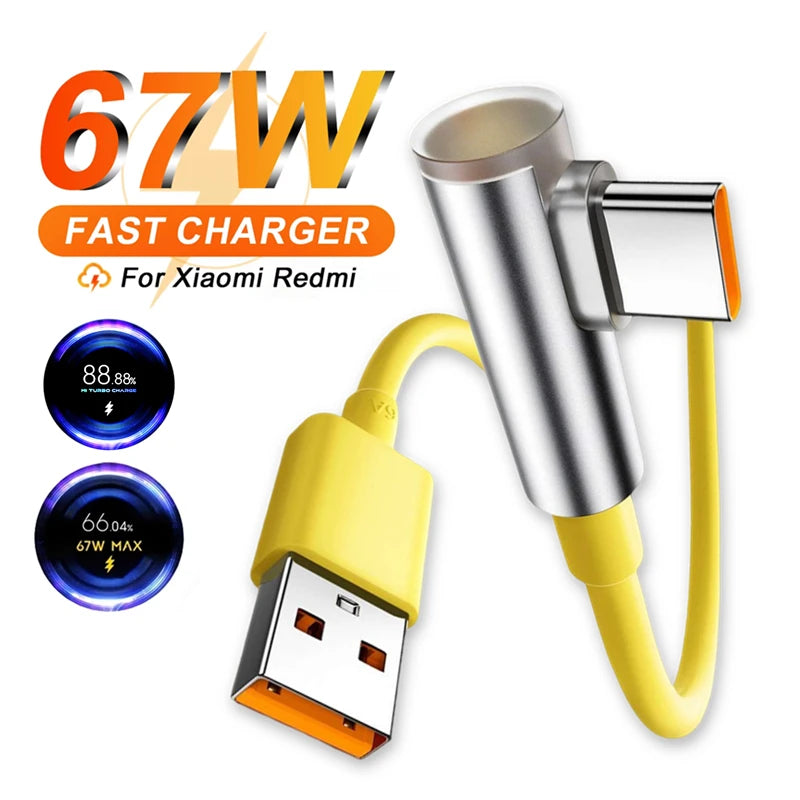 Type C Fast Charge Cable | 90 Degree Elbow Design for Quick Charging