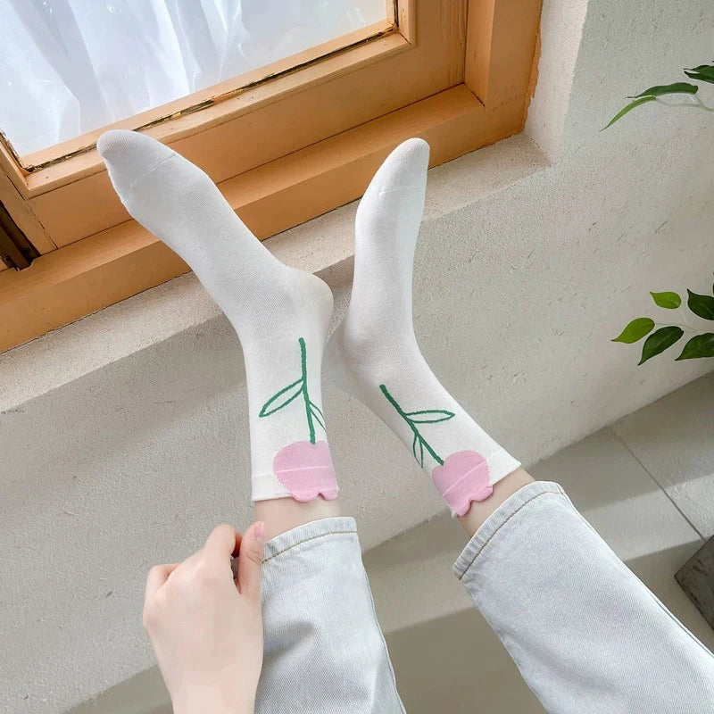 Women's Cartoon Flower Candy Color Socks | Stylish & Comfortable