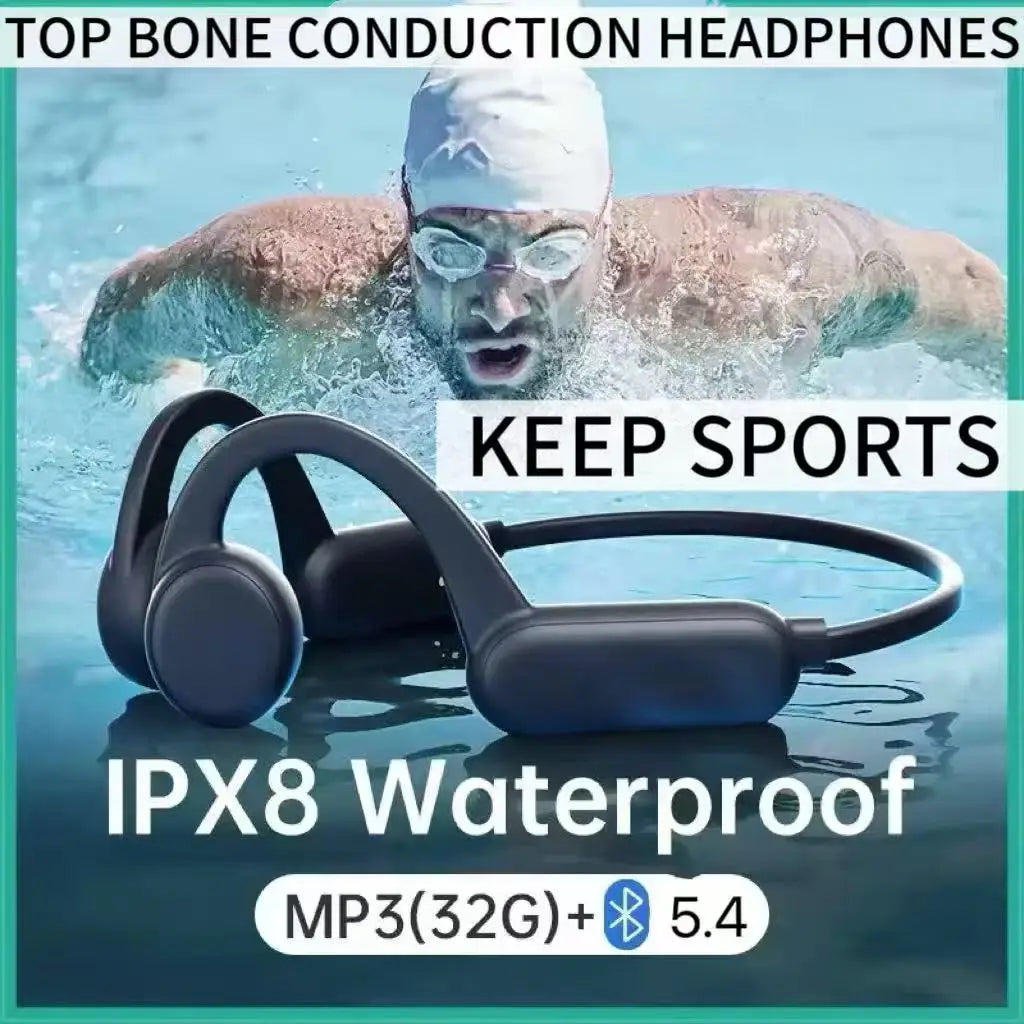 Waterproof Bone Conduction Wireless Earphones | 32GB MP3 Headset