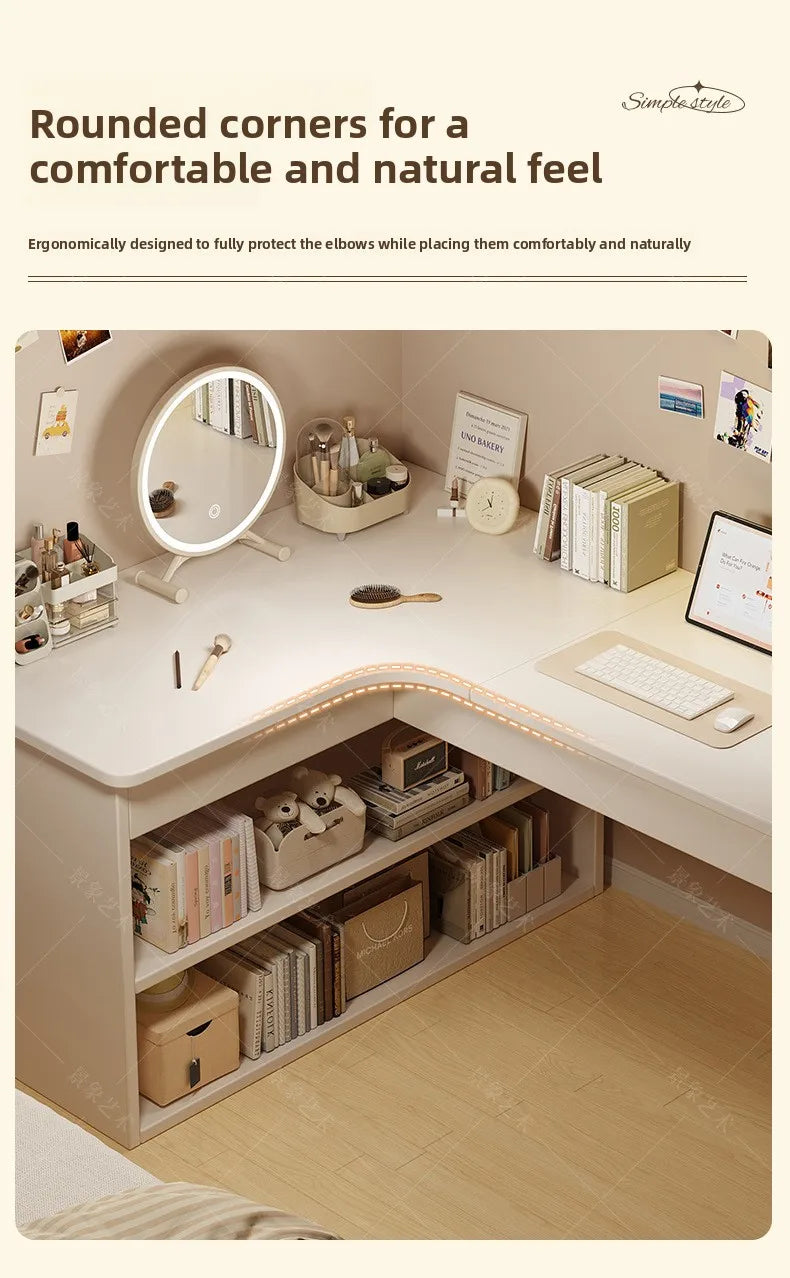 Versatile White Corner Computer Desk | Stylish Workstation & Bookshelf