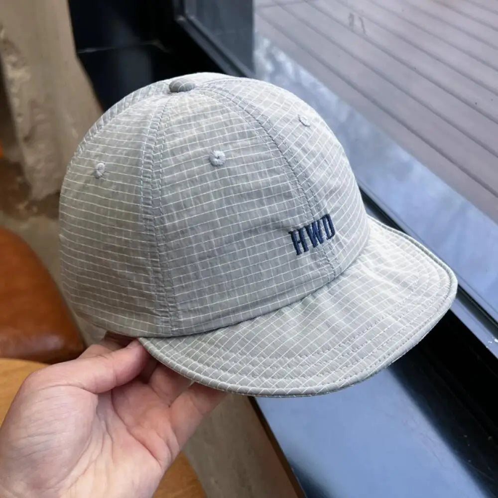 Korean Plaid Mesh Baseball Cap | Quick Dry Unisex Outdoor Hat