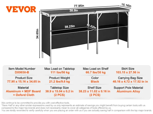 Folding Portable Bar Table | Ideal for Events and Exhibitions