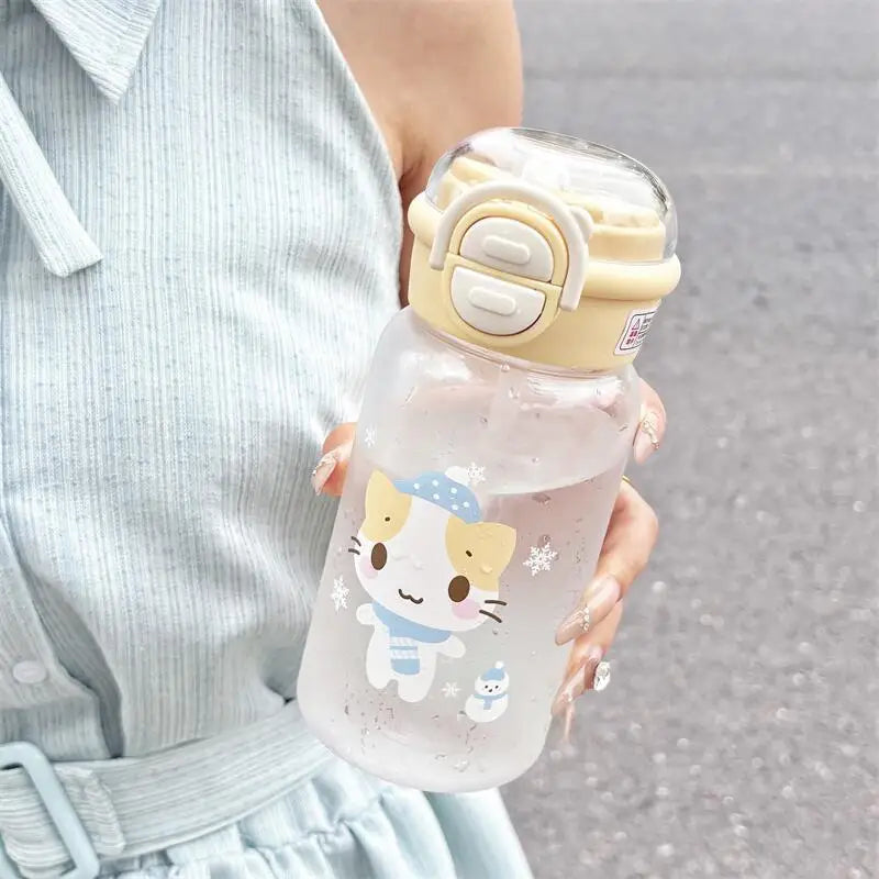 500ML Cute Cat Water Bottle | Portable Straw Cup for Kids