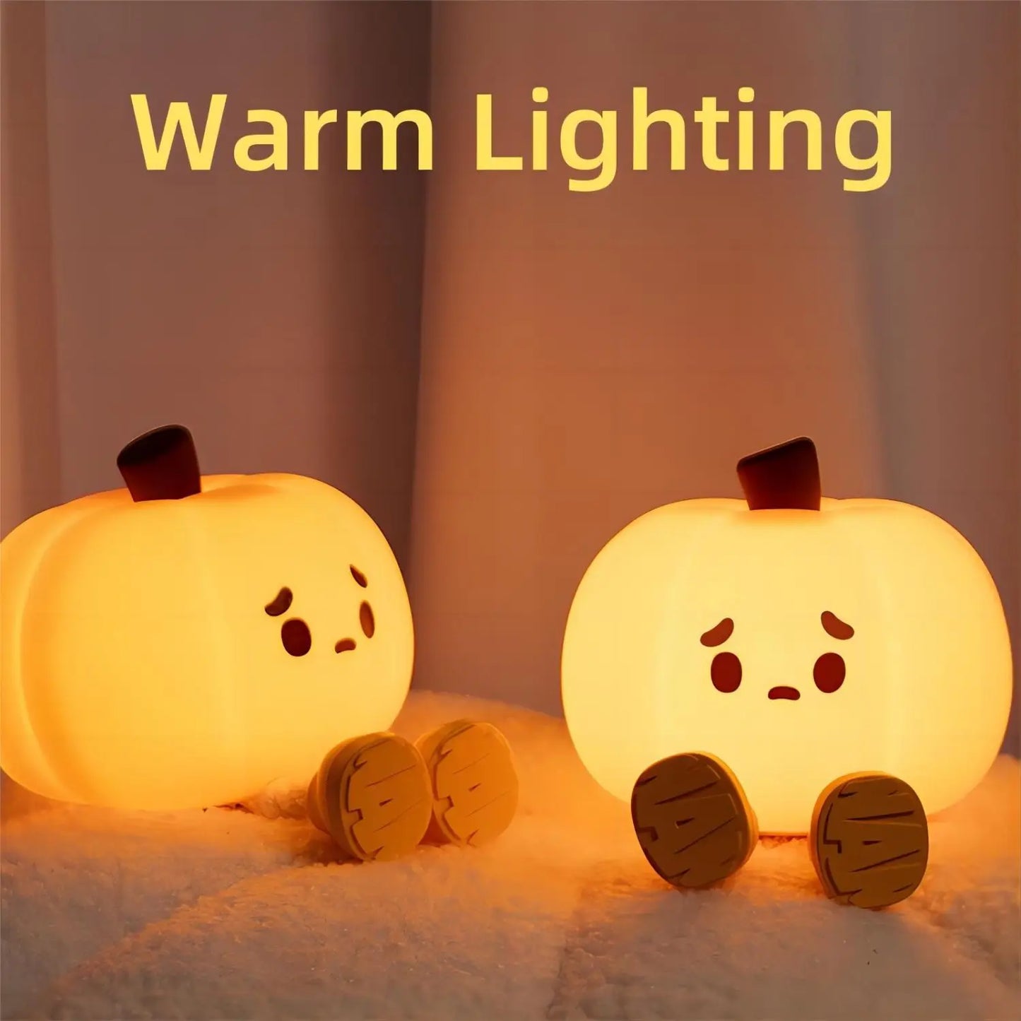 Luz Nocturna de Calabaza Regulable para Niños | Diseño de Silicona Suave