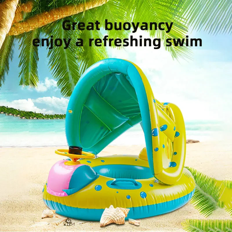 Inflatable Baby Swimming Ring with Parasol | Safe Pool Float