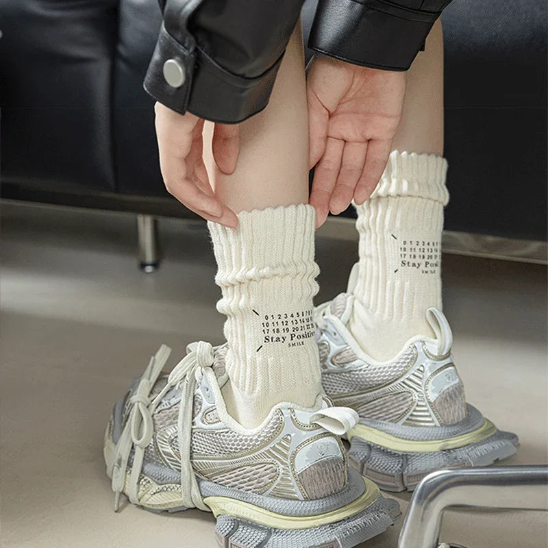 Men's Vintage Letter Medium Tube Socks | Thick Sports Comfort
