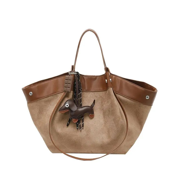 Bolso de hombro de piel suave de gamuza para mujer | Estilo casual de lujo