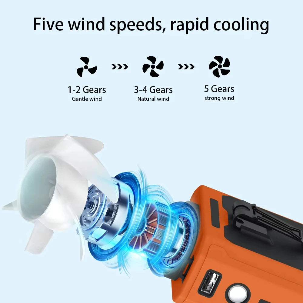 10000mAh Wearable Waist Fan | Hands-Free Cooling for Outdoor Use
