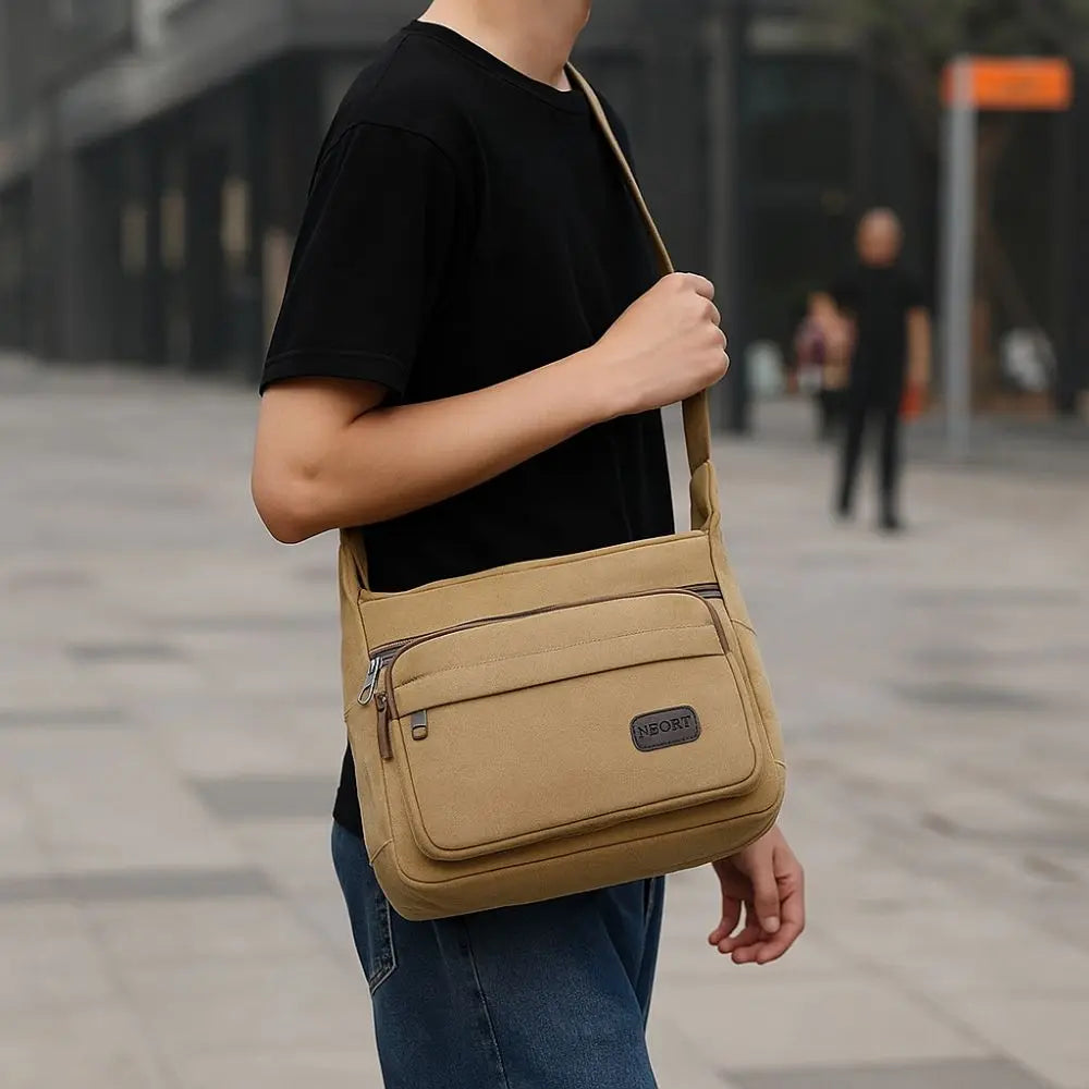 Bolso de Hombro de Lona Duradero de Gran Capacidad | Estilo Bandolera Versátil