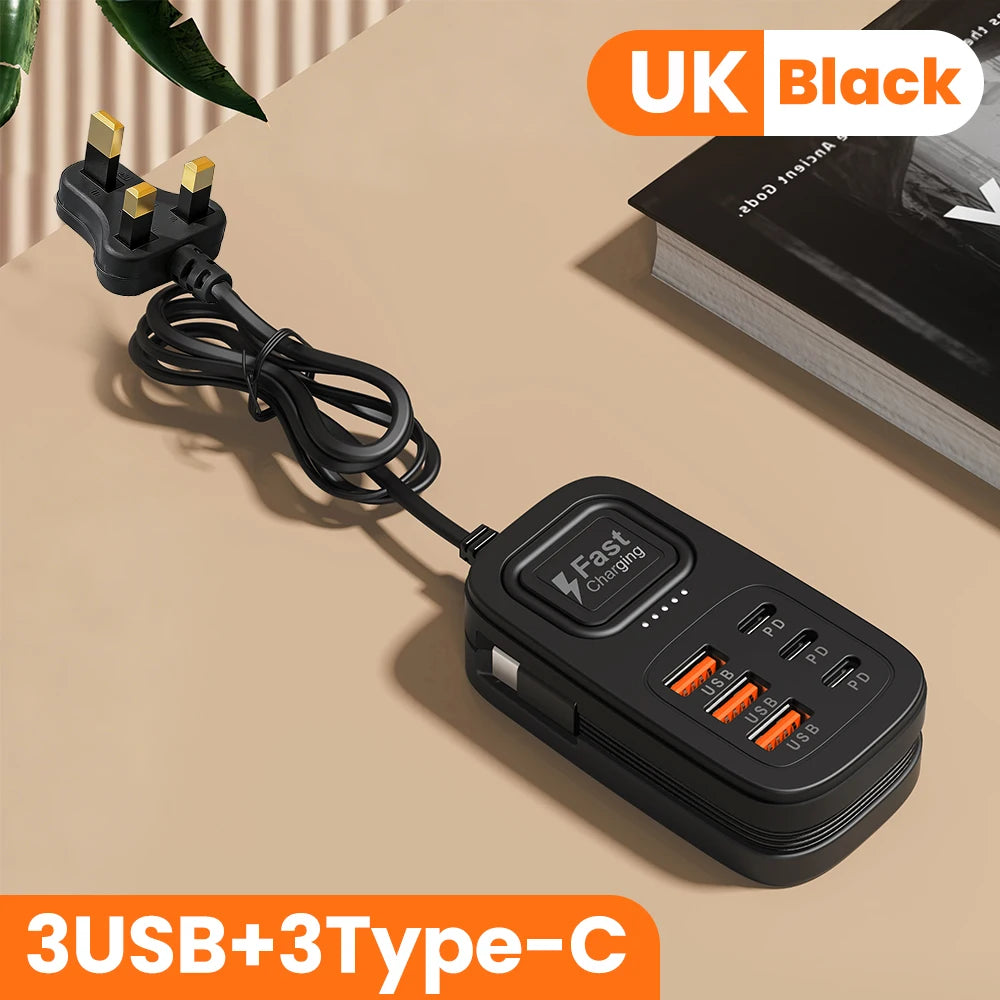 6 in 1 Fast USB Charger Power Strip | Desktop Charging Station