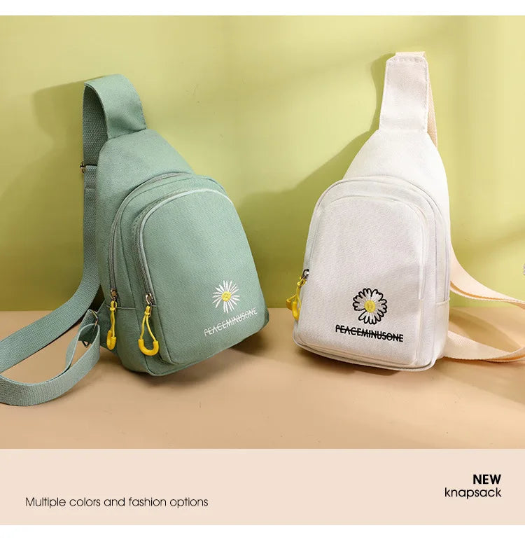 Chic Embroidered Canvas Chest Bags for Women | Versatile Crossbody Style