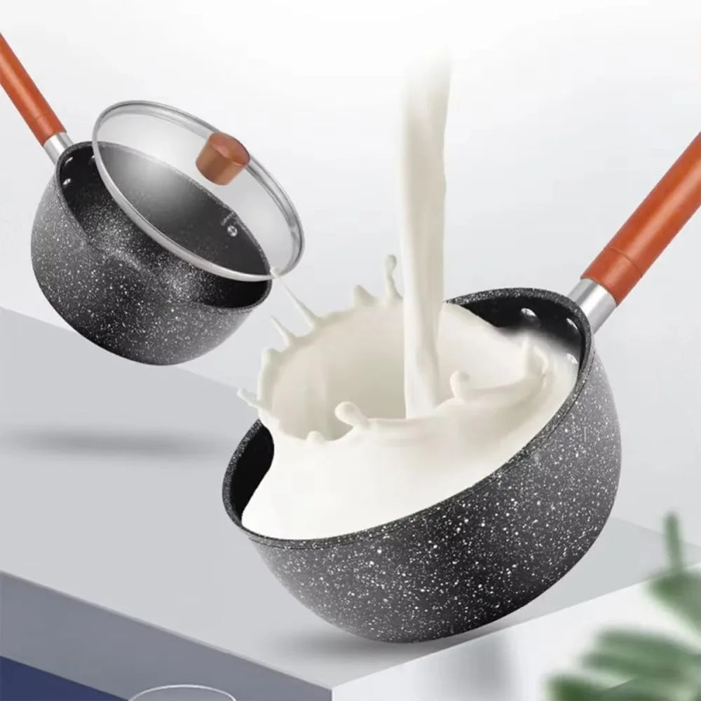 Cacerola antiadherente para leche con tapa y boquilla vertedora | Ideal para cocinar