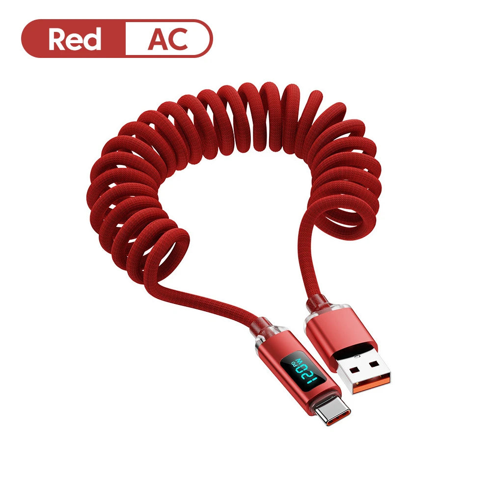 120W Fast Charging Retractable Cable | USB A to Type C Charger