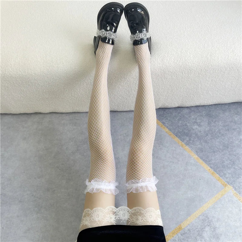 Women's Sexy Lace High Thigh Bow Stockings | Stylish Over-The-Knee