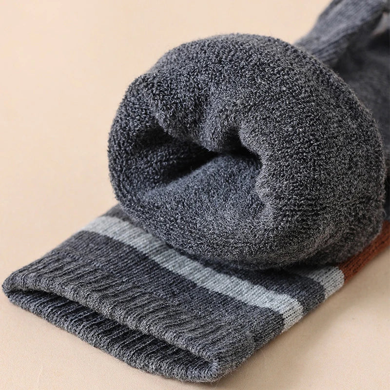 Thick Cotton Striped Winter Toe Socks for Men | Ultimate Warmth