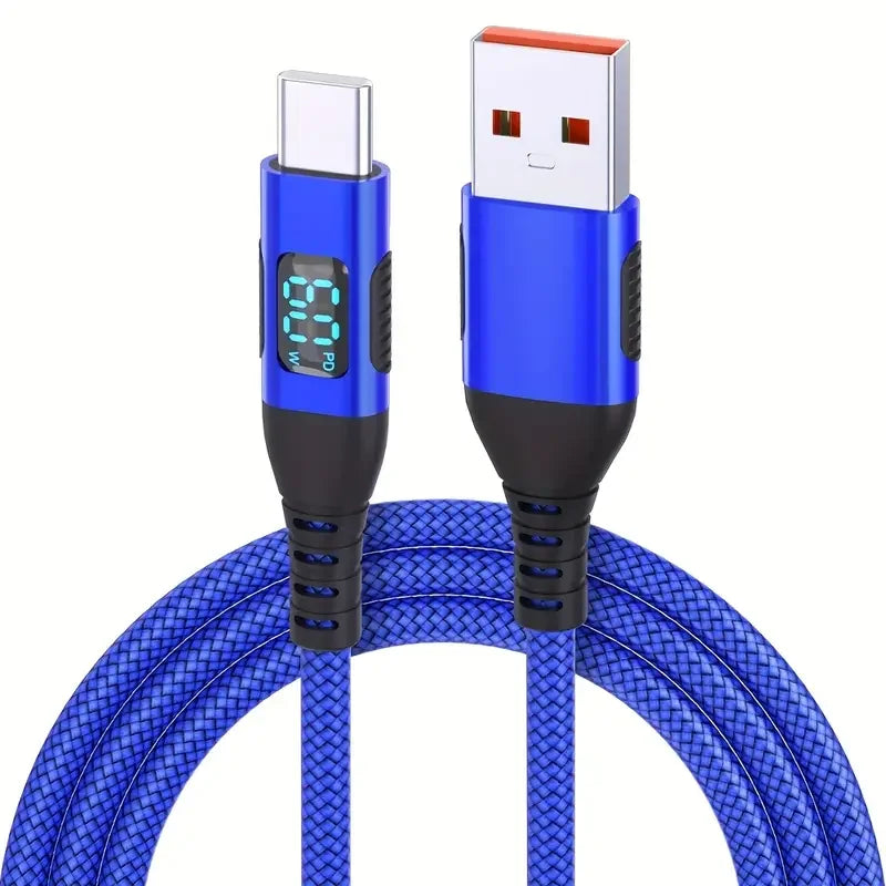 Ultra Fast Charging USB Type C Cable 60W with LED Display