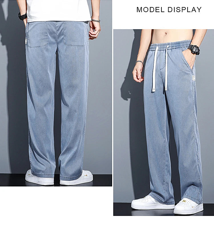 Men's Soft Lyocell Casual Jeans | Thin Loose Straight Pants