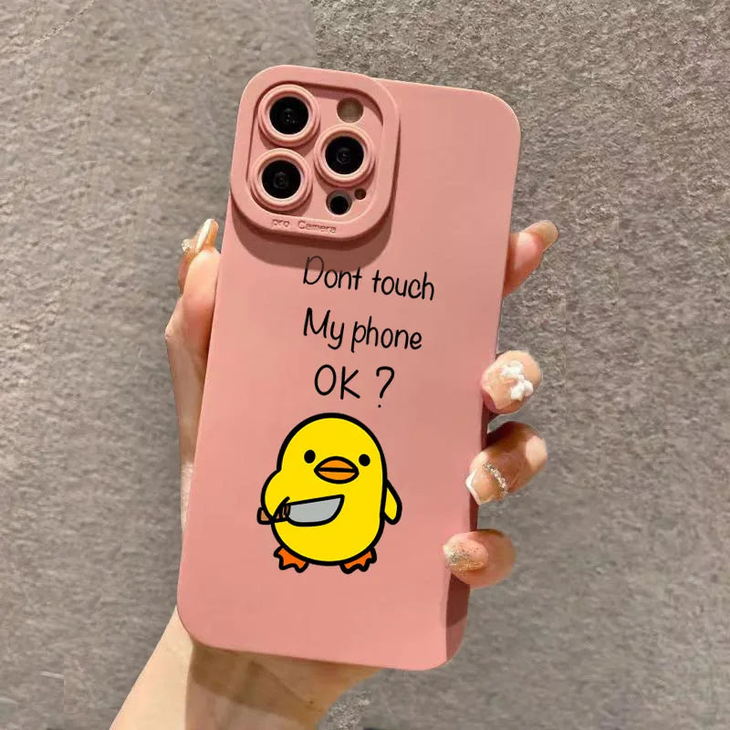 Cute Minimalist Cartoon Duck Silicone Phone Case | Stylish Protection