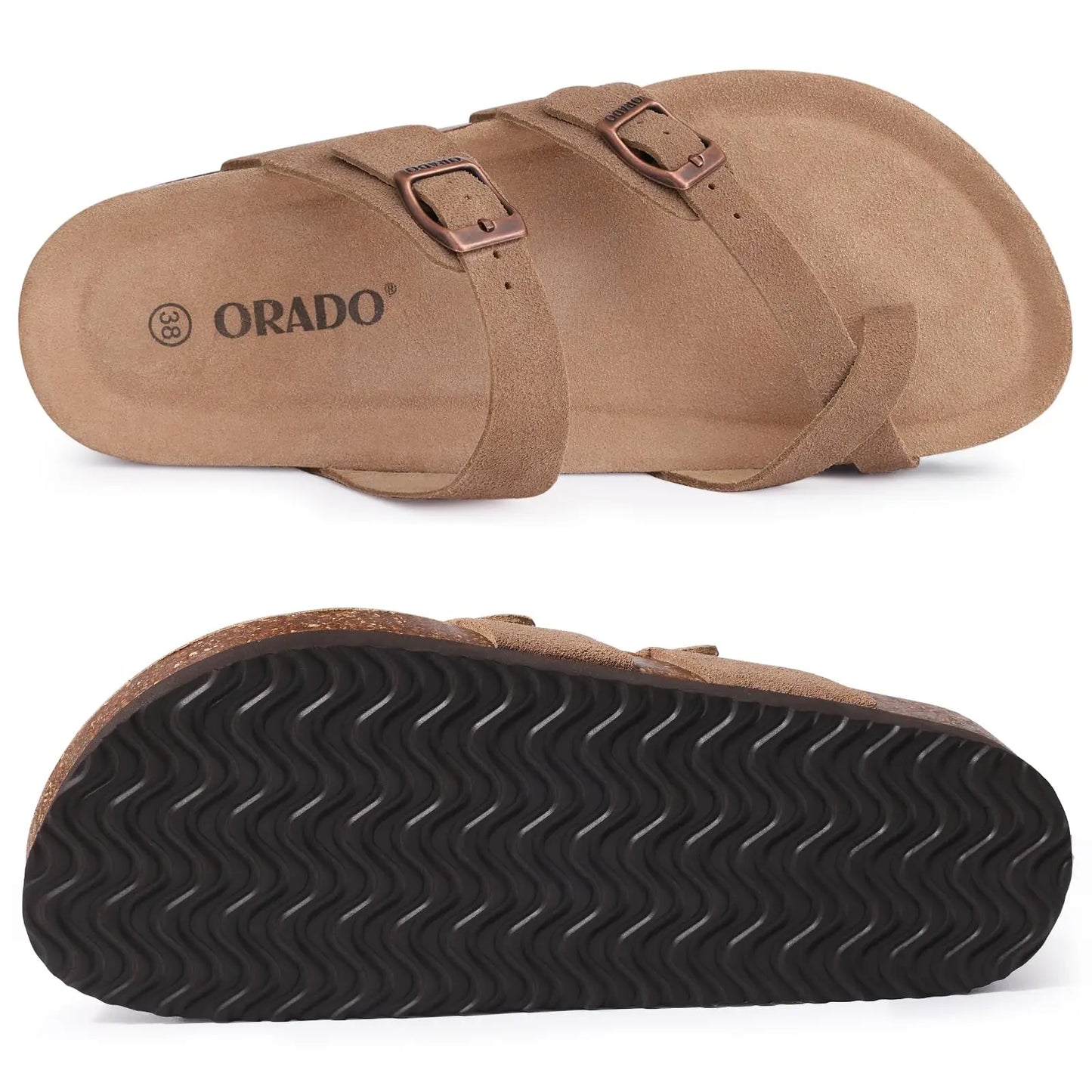 Women's Suede Sandals | Adjustable Buckle Cork Platform Footwear