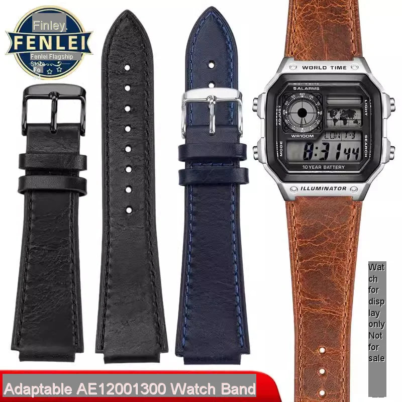 Retro Genuine Leather Watchband | Vintage Men's Bracelet 18MM