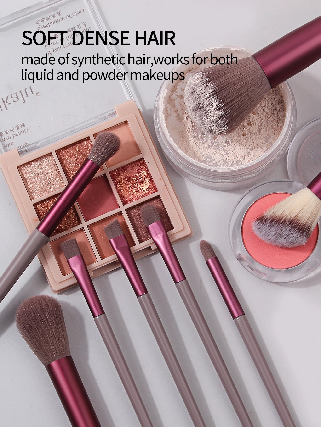 13 Piece Professional Makeup Brush Set – Soft Fluffy Nylon & Wool Fiber Brushes for Foundation, Eyeshadow, Concealer, Blending, Blush & Kabuki – Full Face Beauty Tools