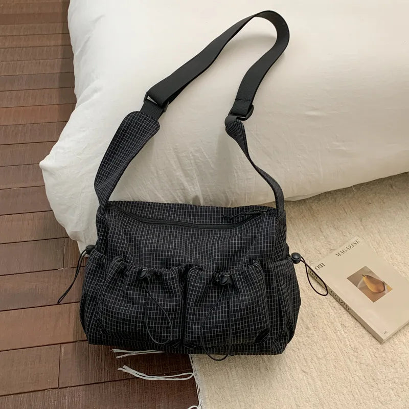 Stylish Plaid Nylon Shoulder Tote Bag | Versatile Everyday Accessory