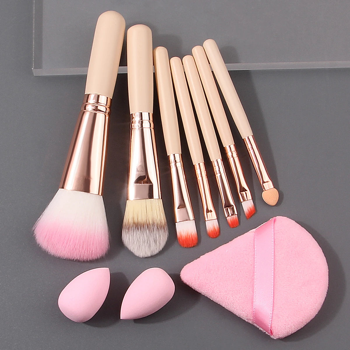 Versatile 10PCS Makeup Brush Set with Sponge & Puff | Beauty Essentials
