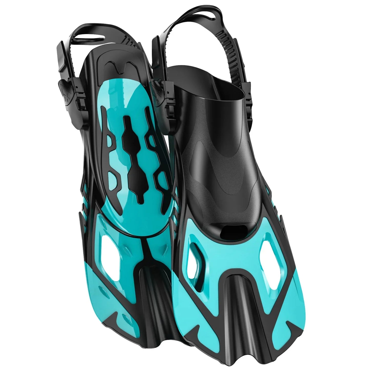 Swim Flippers Snorkel Fins Short Diving Frog Shoes Duck Webs Adjustable Silicone Travel Size Open Heel For Adult Men Women Youth